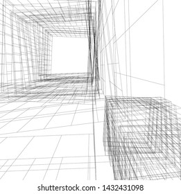 modern architecture building 3d illustration