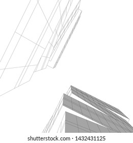modern architecture building 3d illustration