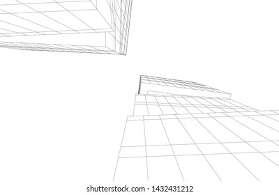 modern architecture building 3d illustration