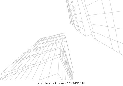 modern architecture building 3d illustration