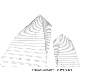 modern architecture building 3d illustration