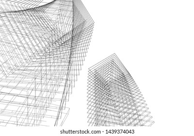 modern architecture building 3d illustration