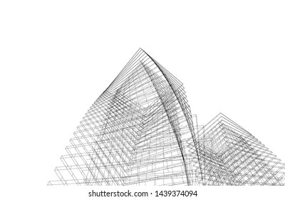 modern architecture building 3d illustration