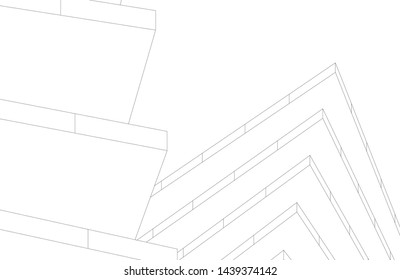 modern architecture building 3d illustration