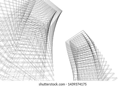 modern architecture building 3d illustration