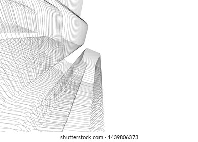 modern architecture building 3d illustration