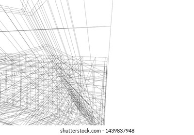 modern architecture building 3d illustration