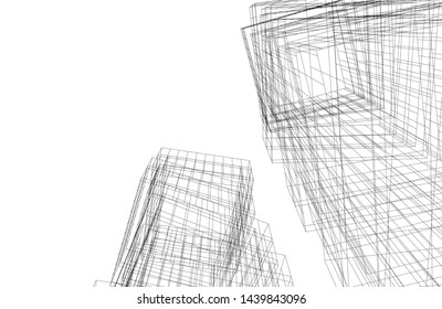 modern architecture building 3d illustration