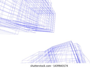 modern architecture building 3d illustration