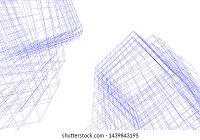 modern architecture building 3d illustration