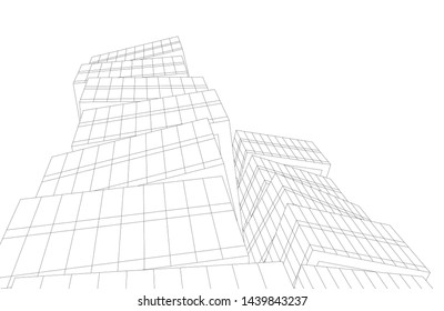 modern architecture building 3d illustration
