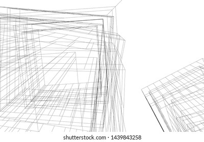 modern architecture building 3d illustration