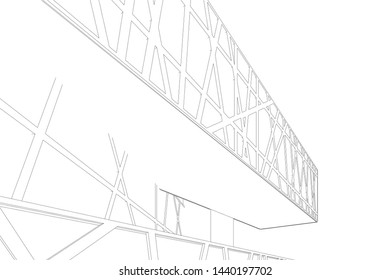 modern architecture building 3d illustration