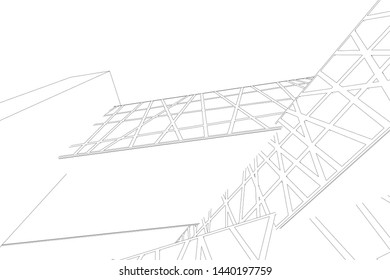 modern architecture building 3d illustration