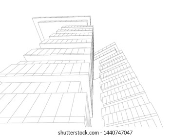 modern architecture building 3d illustration