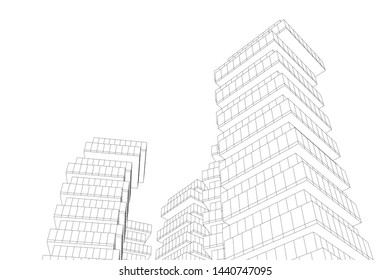 modern architecture building 3d illustration