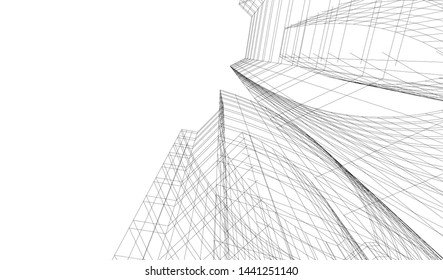 modern architecture building 3d illustration