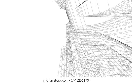 modern architecture building 3d illustration