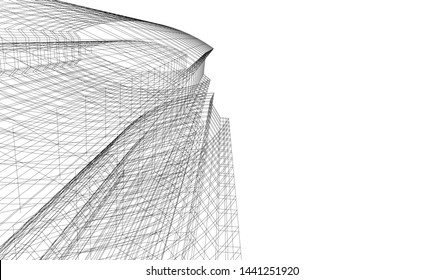 modern architecture building 3d illustration