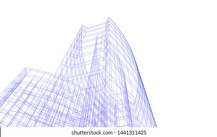 modern architecture building 3d illustration