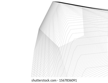 Modern architecture building 3d illustration