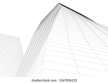 Modern architecture building 3d illustration