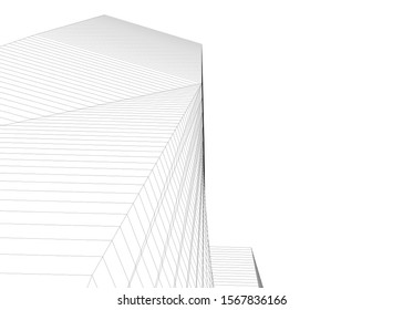 Modern architecture building 3d illustration
