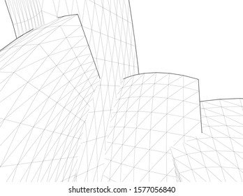 modern architecture building 3d illustration