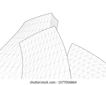 modern architecture building 3d illustration
