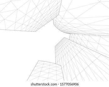 modern architecture building 3d illustration