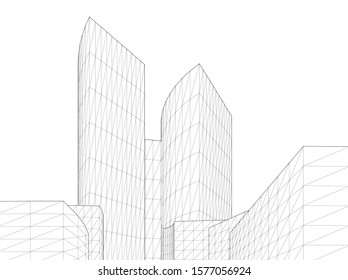 modern architecture building 3d illustration