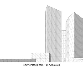 modern architecture building 3d illustration
