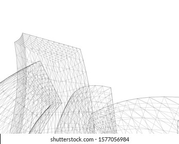 modern architecture building 3d illustration