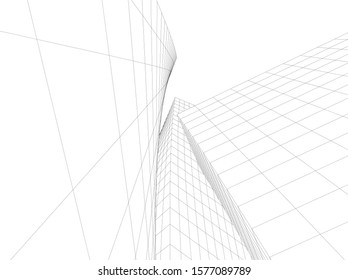 modern architecture building 3d illustration