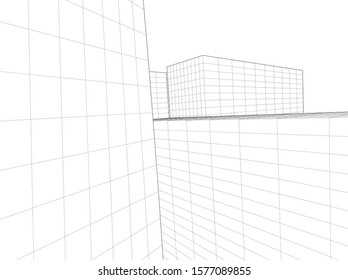 modern architecture building 3d illustration