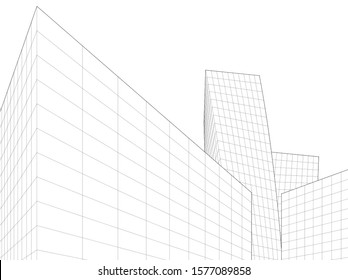 modern architecture building 3d illustration
