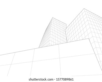 modern architecture building 3d illustration