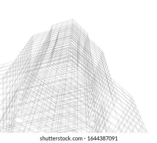 Modern architecture building 3d illustration 
