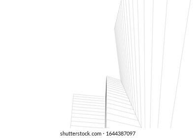 Modern architecture building 3d illustration 