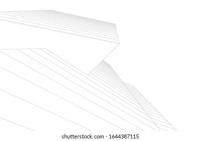 Modern architecture building 3d illustration 