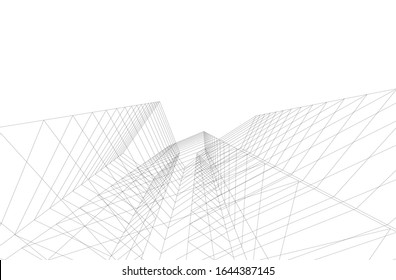 Modern architecture building 3d illustration 