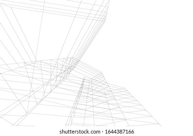 Modern architecture building 3d illustration 
