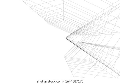 Construcción de arquitectura moderna Ilustración 3d 