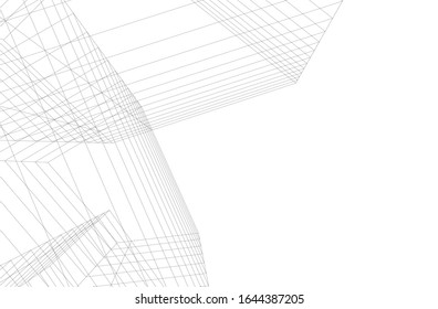 Modern architecture building 3d illustration 