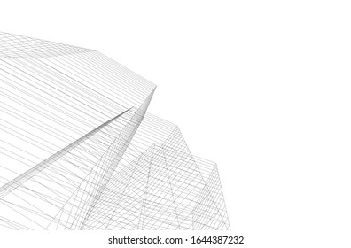 Modern architecture building 3d illustration 
