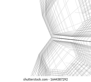 Modern architecture building 3d illustration 