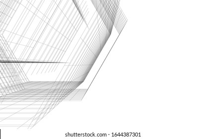 Construcción de arquitectura moderna Ilustración 3d 