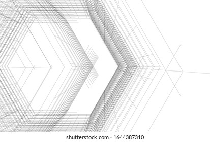 Modern architecture building 3d illustration 