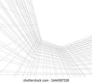 Modern architecture building 3d illustration 