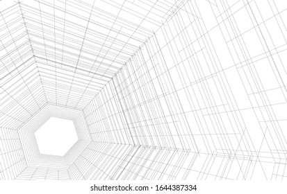 Modern architecture building 3d illustration 